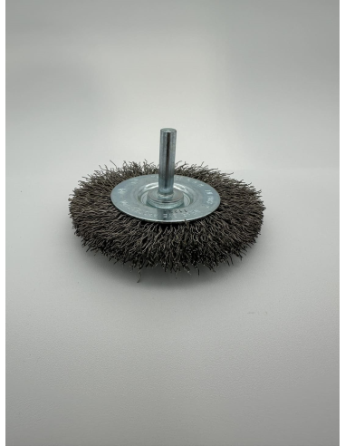 BROSSE CIRCULAIRE ONDULEE INOX DIA 75 EPAISSEUR 10,00 TIGE DIA 6,00