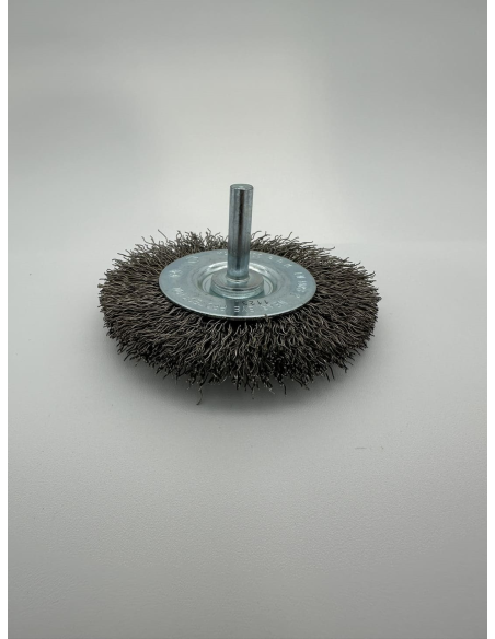 BROSSE CIRCULAIRE ONDULEE INOX DIA 75 EPAISSEUR 10,00 TIGE DIA 6,00