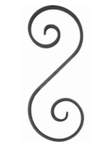 VOLUTE ACIER 280X115 - PLAT 14X6