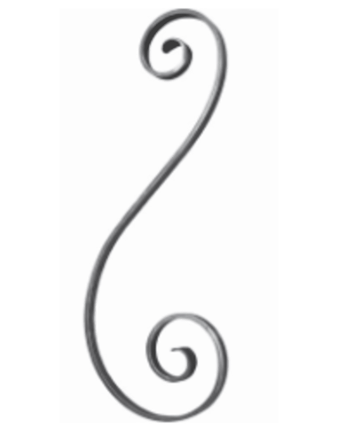 VOLUTE ACIER EN S DECALE 450X170 - PLAT 14X6