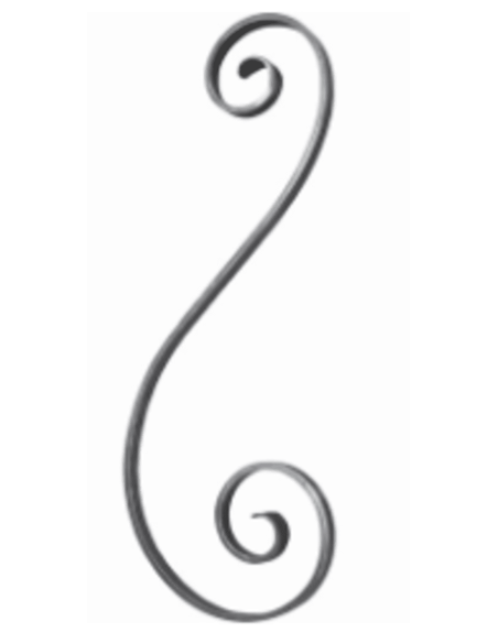 VOLUTE ACIER EN S DECALE 450X170 - PLAT 14X6